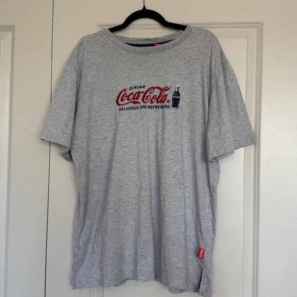 Coca Cola Tops - Vintage Coca-Cola Embroidered Heather Gray Tee Plus Size 14W/16W